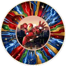 Iron Man Şehir Uçuşu baskılı pasta şablonu
