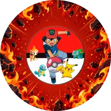 Pokémon Usta Topu baskılı pasta şablonu
