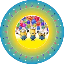 Minion Balon Partisi baskılı pasta şablonu