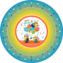 Minion Doğum Günü baskılı pasta şablonu