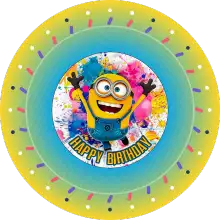 Minion Renk Cümbüşü baskılı pasta şablonu